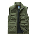 Men's tactical utility gilet with modular pocket organizer, concealed zip, and rewdlaced collar