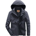 Men's water-repellent padded thermal jacket with adjustable hood and windproof membrane