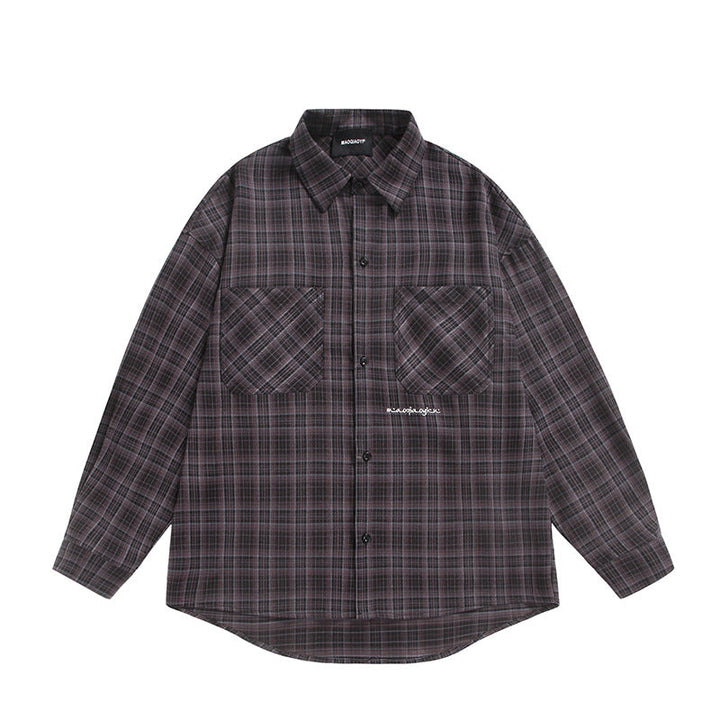 Unisex Check Shirt Jacket in Boxy Cut with Large Chest Flap Pockets and Extended Hem