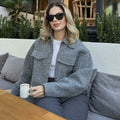 Women's Oversize Shacket made of wool blend with zip and patch pockets