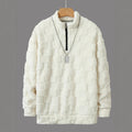 Men's Checked Sherpa Half-Zip Pullover with High Stand Collar and Soft Teddy Fleece Quality