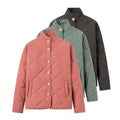 Women Lightweight Quilted Short Jacket with Stand-Up Collar and Button Placket