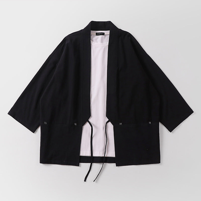 Unisex Kimono-Haori-Jacket with tie belt and three-quarter sleeves