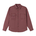 Ladies Oversize Shirt Jacket in Shacket Style made of washed cotton twill with snap button closure