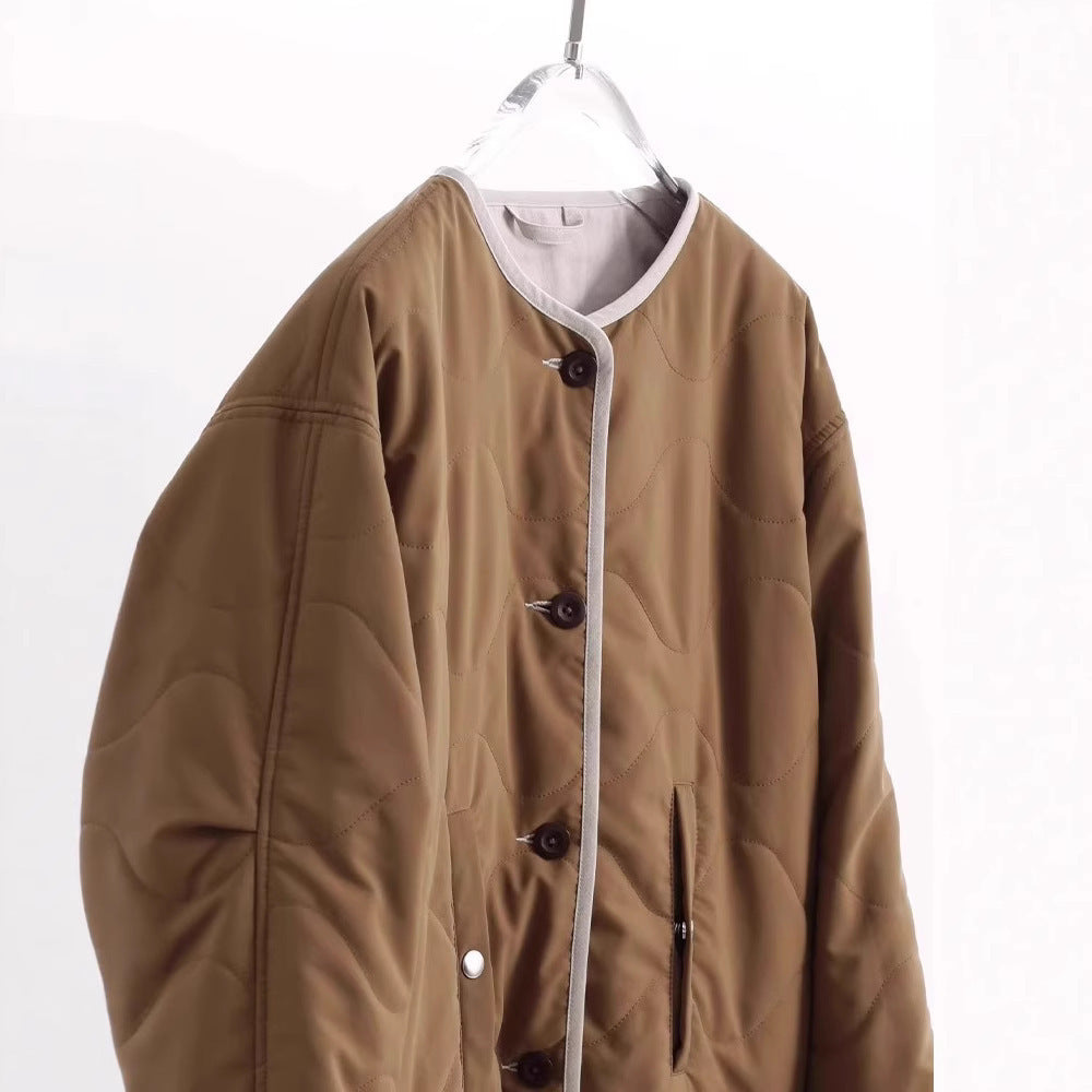 Women Stylish Quilted Jacket with Round Neckline