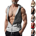Men's slim sleeveless hoodie vest with full zip and kangaroo pocket