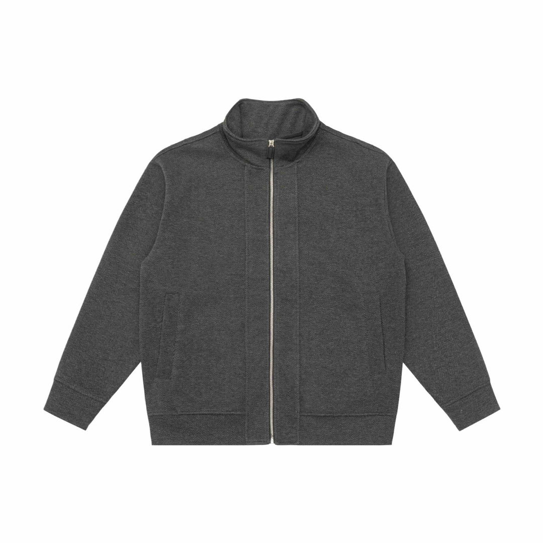 Unisex Lightweight Stand Collar Jacket made of Herringbone Structure with Full Zip