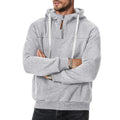 Men's nano sweat half-zip with textured interior, adjustable hood and wide ribbed hem