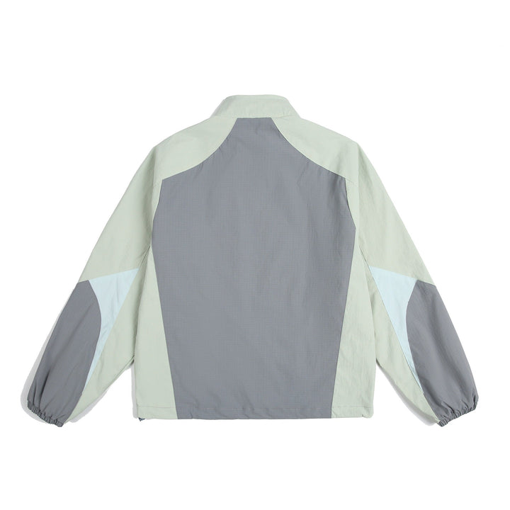 Unisex Lightweight Windbreaker with High Collar, color Mix Panels and Adjustable Hem