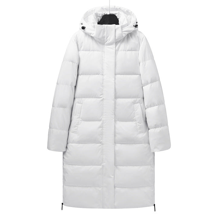 Ladies Maxi-Long Stretch Thermo Quilted Coat with 3D Quilt and Adjustable Hood