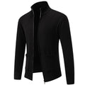Men's Jacket with stand collar, patch pockets - in knitted fabric for transitional weather
