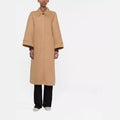 Women's Maxi Length Wool Blend Coat with Extra Long, Boxy Sleeves