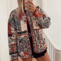Women's Padded Quilted Jacket in Floral Patchwork Look