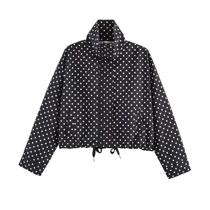 Ladies Short Points Utility Jacket with Stand-Up Collar and Drawstring