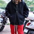 Men's Oversized Hooded Zip Jacket made of heavy fleece with kangaroo pockets