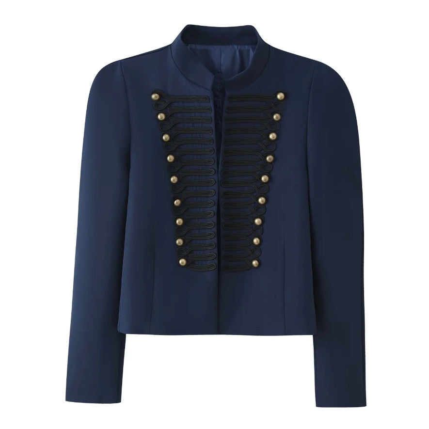 Ladies short jacket in hussar-inspired design with stand-up collar and decorative cords