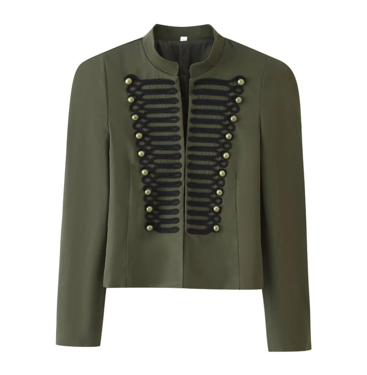 Ladies short jacket in hussar-inspired design with stand-up collar and decorative cords