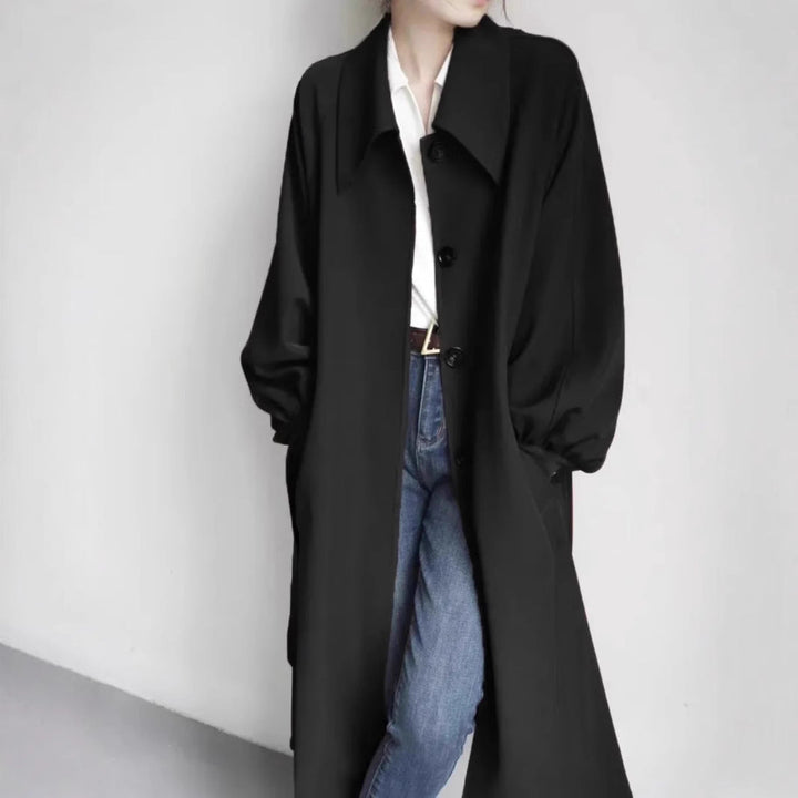 Ladies Long Fashionable Jacket with Large Collar