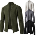 Men's slim zip cardigan made of merino mix with ribbed structure and raglan sleeves