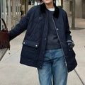 Women's Fashion Quilted Jacket with High Collar and Large Pockets