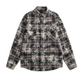 Women's Oversized Check Shirt Jacket with Vintage Effect and Breast Pockets