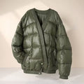 Women's Oversized Quilted Jacket with Kimono Opening and Ribbed Finishes