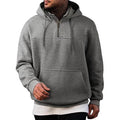 Men's hooded pullover with half zip, kangaroo pocket and ribbed cuffs