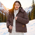Women's Padded Down-Look Quilted Jacket with Removable Hood