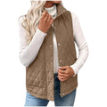 Women's quilted stand collar collar gilet with zip and snap buttons