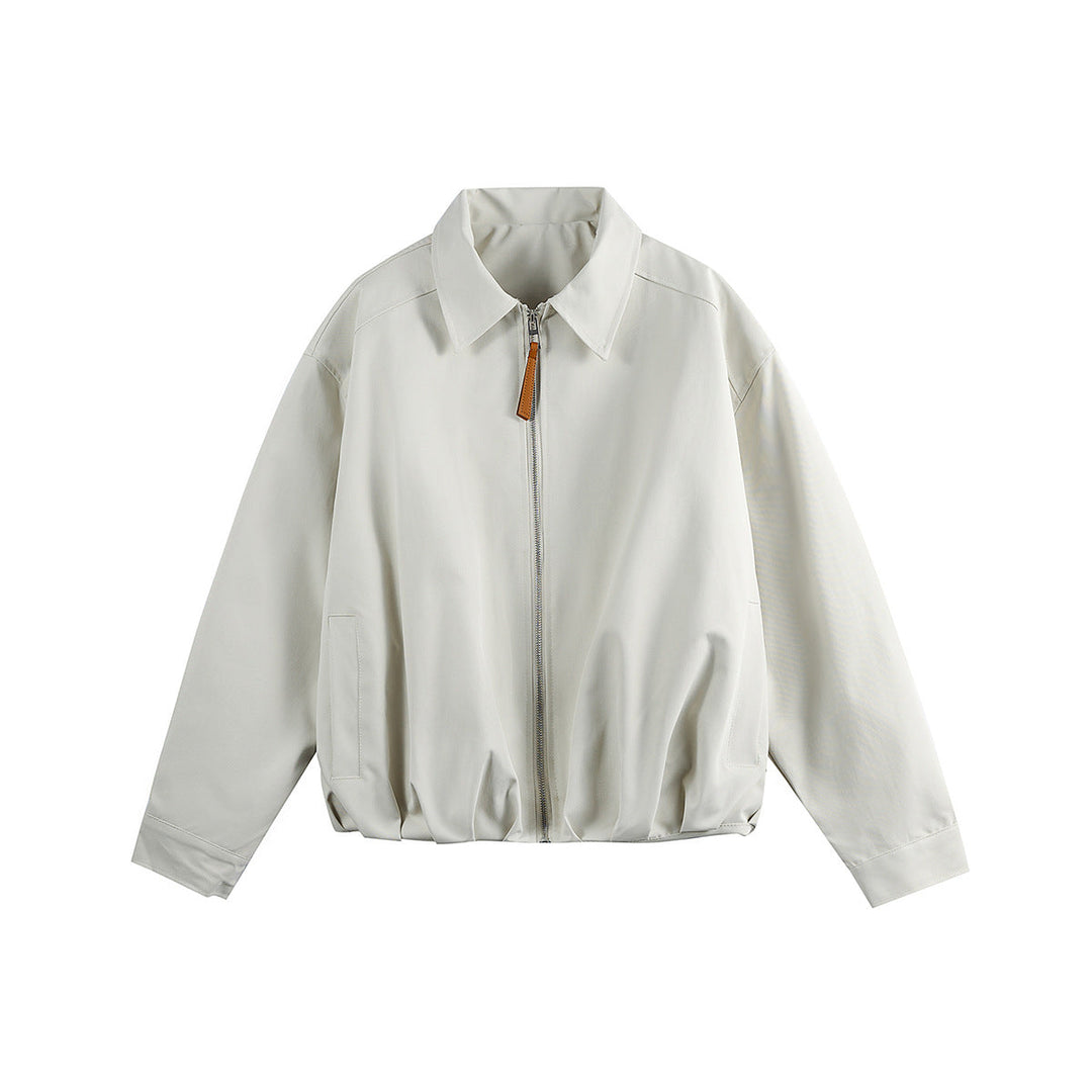 Unisex Short Blouson in Boxy Cut with Shirt Collar and Gathered Hem