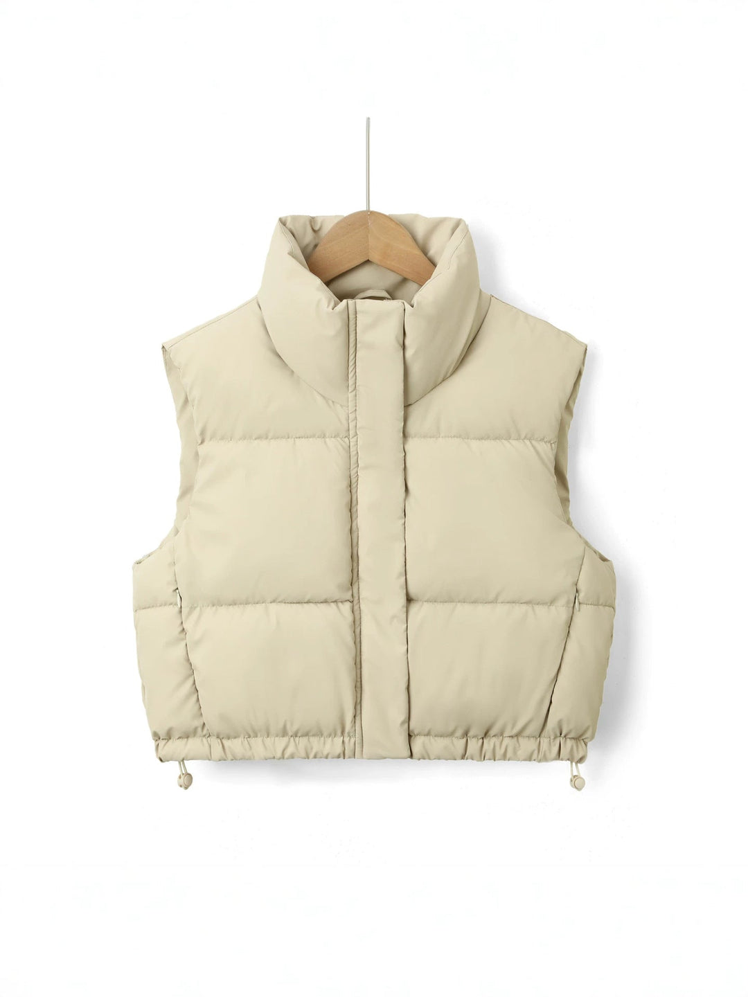 Women Padded Quilted Gilet with High Stand-Up Collar