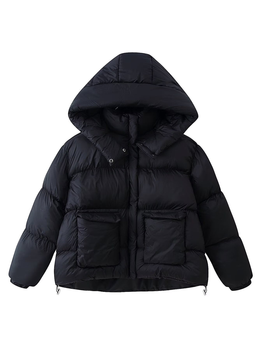 Women Quilted Oversize Parka with XXL Hood and Flap Pockets