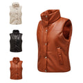 Women's Gilet with faux leather lightweight quilted