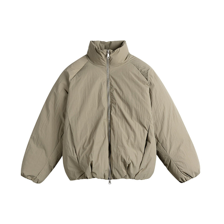 Unisex Oversized Padded Jacket with High Stand-Up Collar and Two-Way Zip