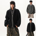 Men's Oversized Knit Jacket with Hood and Zip