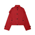 Women's Short Utility Jacket in Cropped Cut with Stand Collar and Shoulder Straps