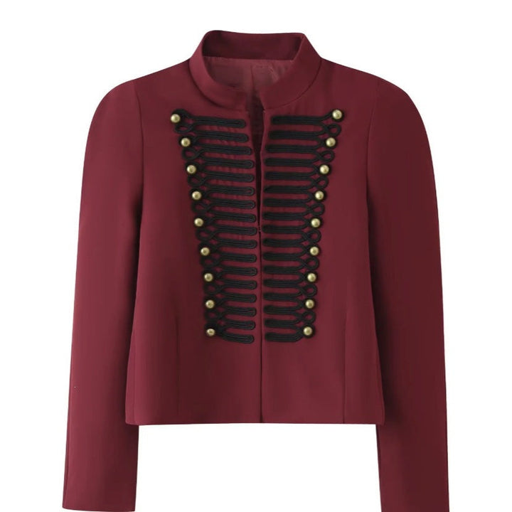 Ladies short jacket in hussar-inspired design with stand-up collar and decorative cords