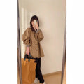 Womens Wide Short Jacket in Cabana Style with Contrast Collar