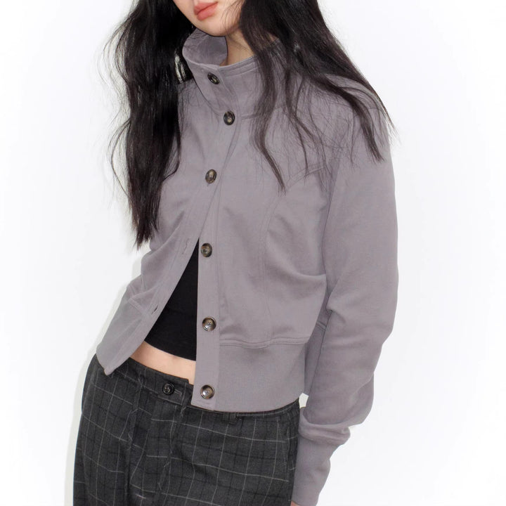 Women Fashionable Quilted Jacket with High Collar