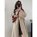 Women's Long Oversized Trench Coat with Wide Cut and Classic Lapels