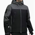Men's softshell Tactical jacket with hood, Rewdlaced sleeves and Multiple zip pockets