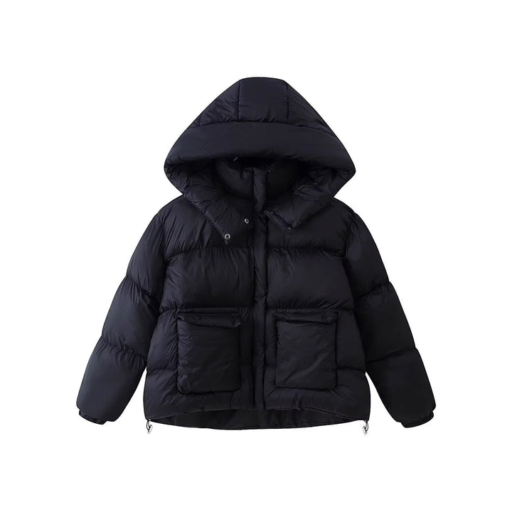 Women Quilted Oversize Parka with XXL Hood and Flap Pockets