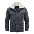 Men's corduroy workwear jacket with teddy lining, sherpa collar and patch pocket on the chest
