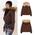Women's Quilted Parka Jacket with Teddy Lining and Faux Fur Hood