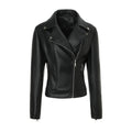 Women Tailored Biker Leather Jacket with Quilted Shoulders