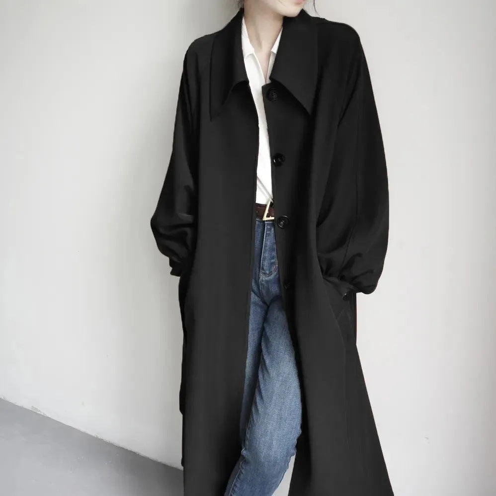 Ladies Long Fashionable Jacket with Large Collar