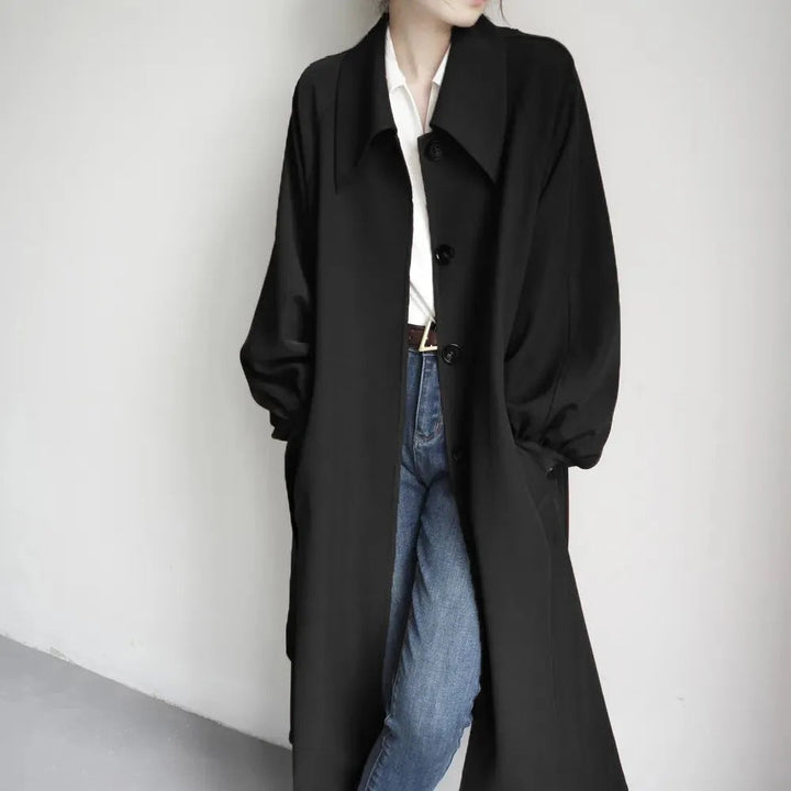 Ladies Long Fashionable Jacket with Large Collar