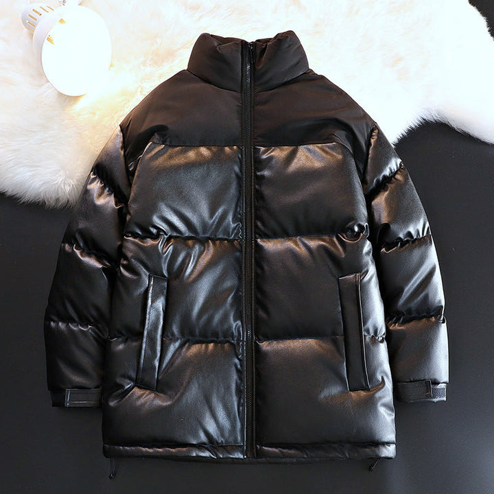 Unisex Padded Oversize Quilted Jacket with Stand-up Collar and Concealed Zip