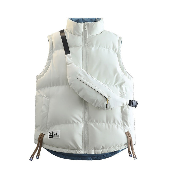 Ladies Modern Quilted Outdoor Vest with Integrated Belt Pocket System and High Stand Collar