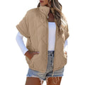Women's cropped sleeve quilted gilet with stand collar and zip